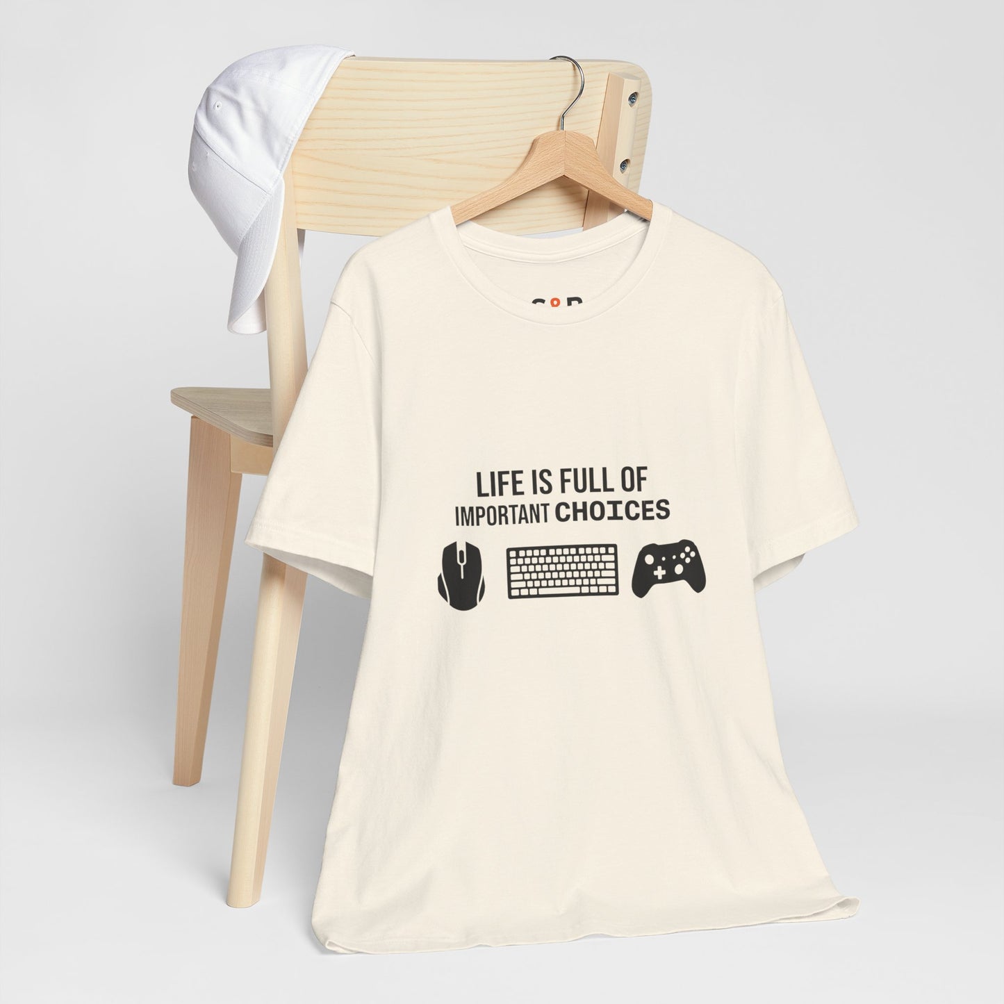Gamer Choices T‑Shirt — "Life Is Full of Important Choices" Keyboard, Mouse & Controller Tee