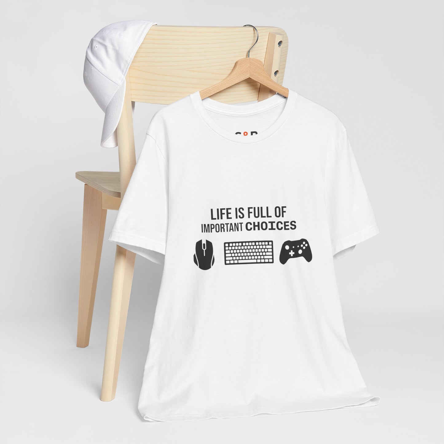 Gamer Choices T‑Shirt — "Life Is Full of Important Choices" Keyboard, Mouse & Controller Tee