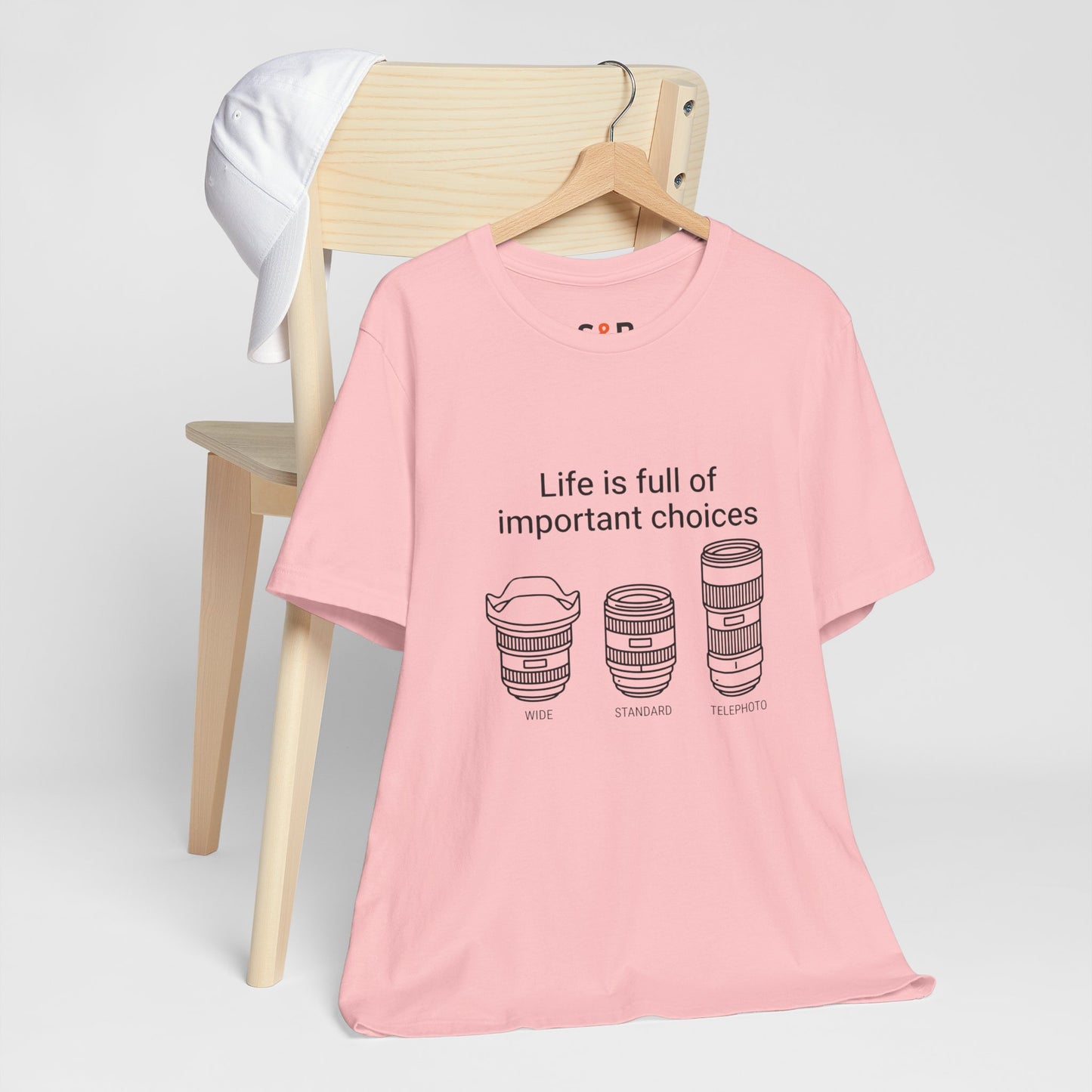 Photography Lens Tee — "Life is full of important choices" Graphic T‑Shirt
