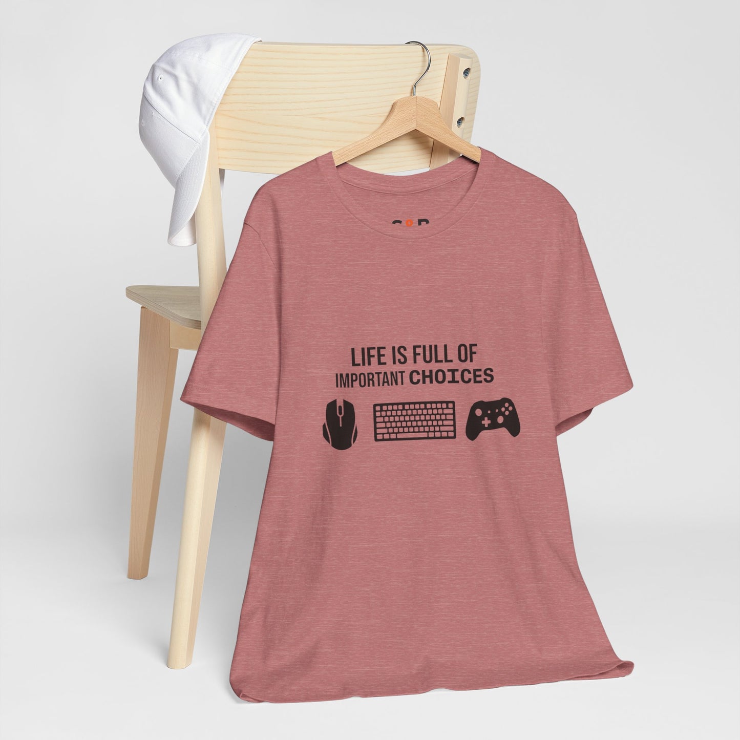 Gamer Choices T‑Shirt — "Life Is Full of Important Choices" Keyboard, Mouse & Controller Tee
