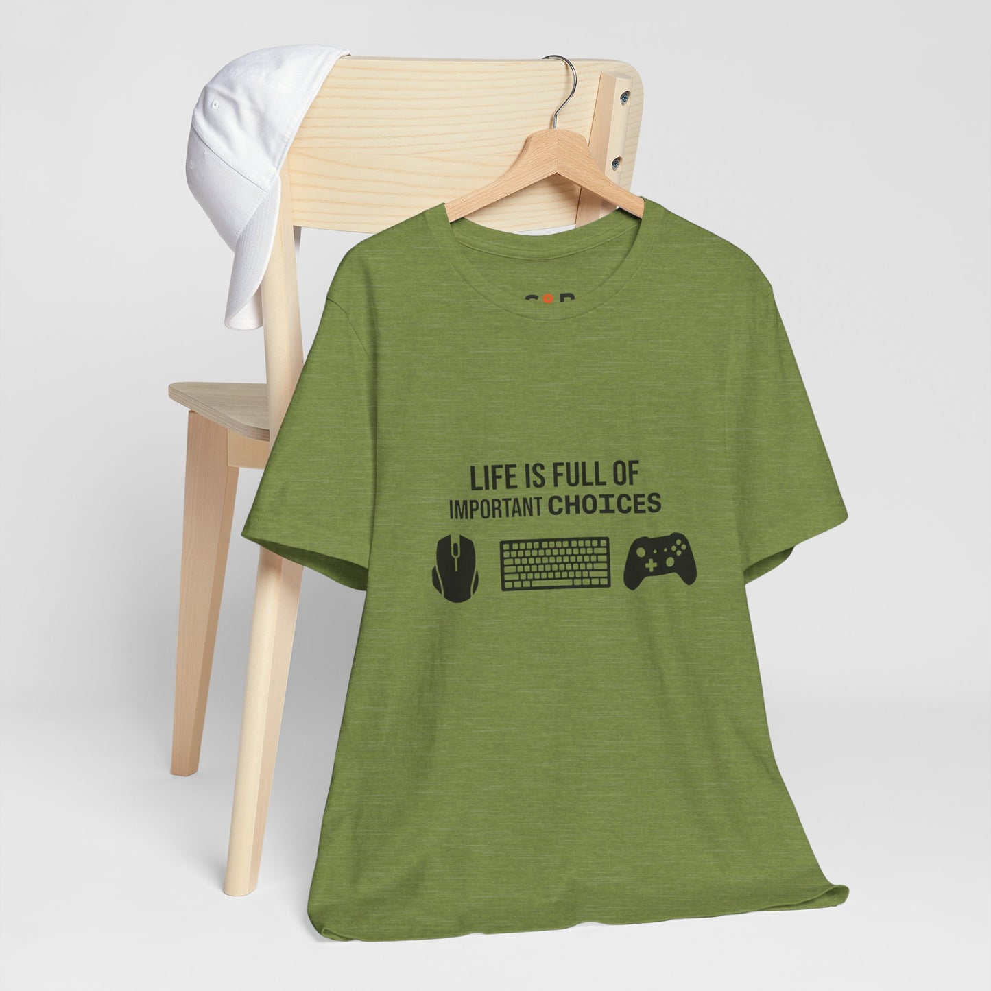 Gamer Choices T‑Shirt — "Life Is Full of Important Choices" Keyboard, Mouse & Controller Tee