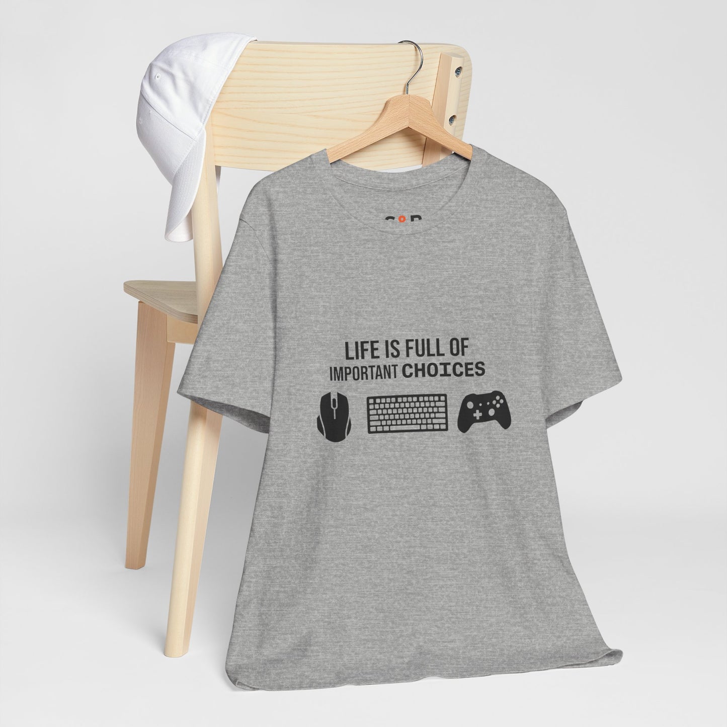 Gamer Choices T‑Shirt — "Life Is Full of Important Choices" Keyboard, Mouse & Controller Tee