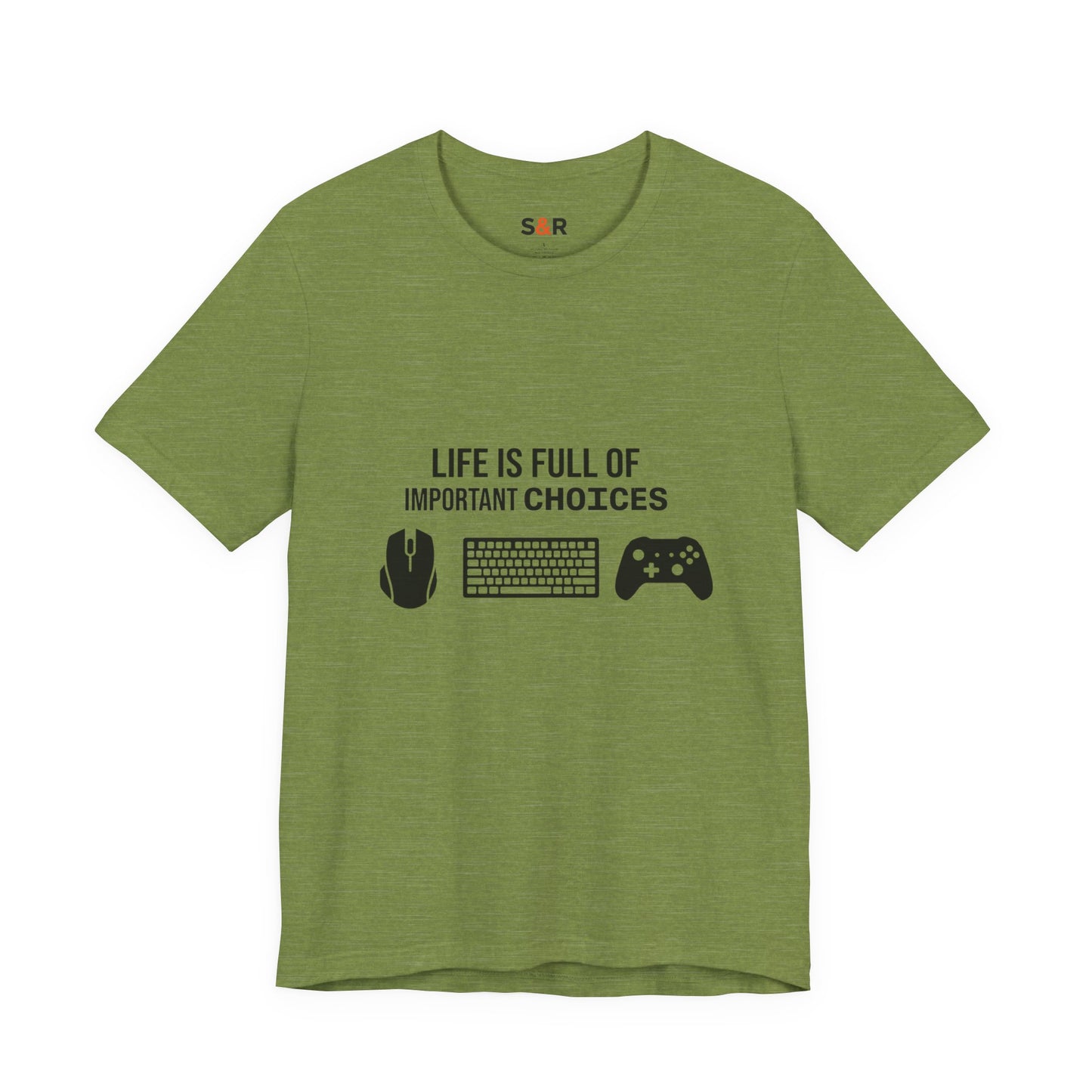 Gamer Choices T‑Shirt — "Life Is Full of Important Choices" Keyboard, Mouse & Controller Tee