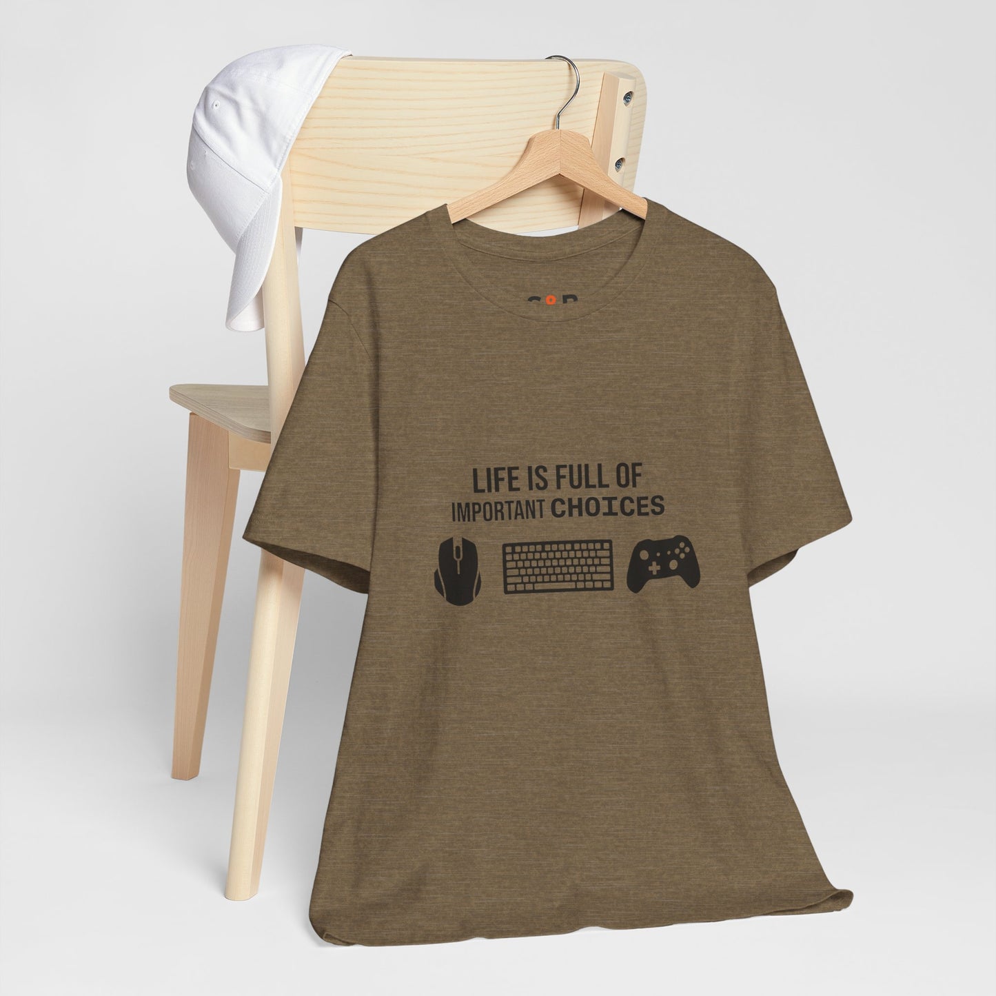 Gamer Choices T‑Shirt — "Life Is Full of Important Choices" Keyboard, Mouse & Controller Tee