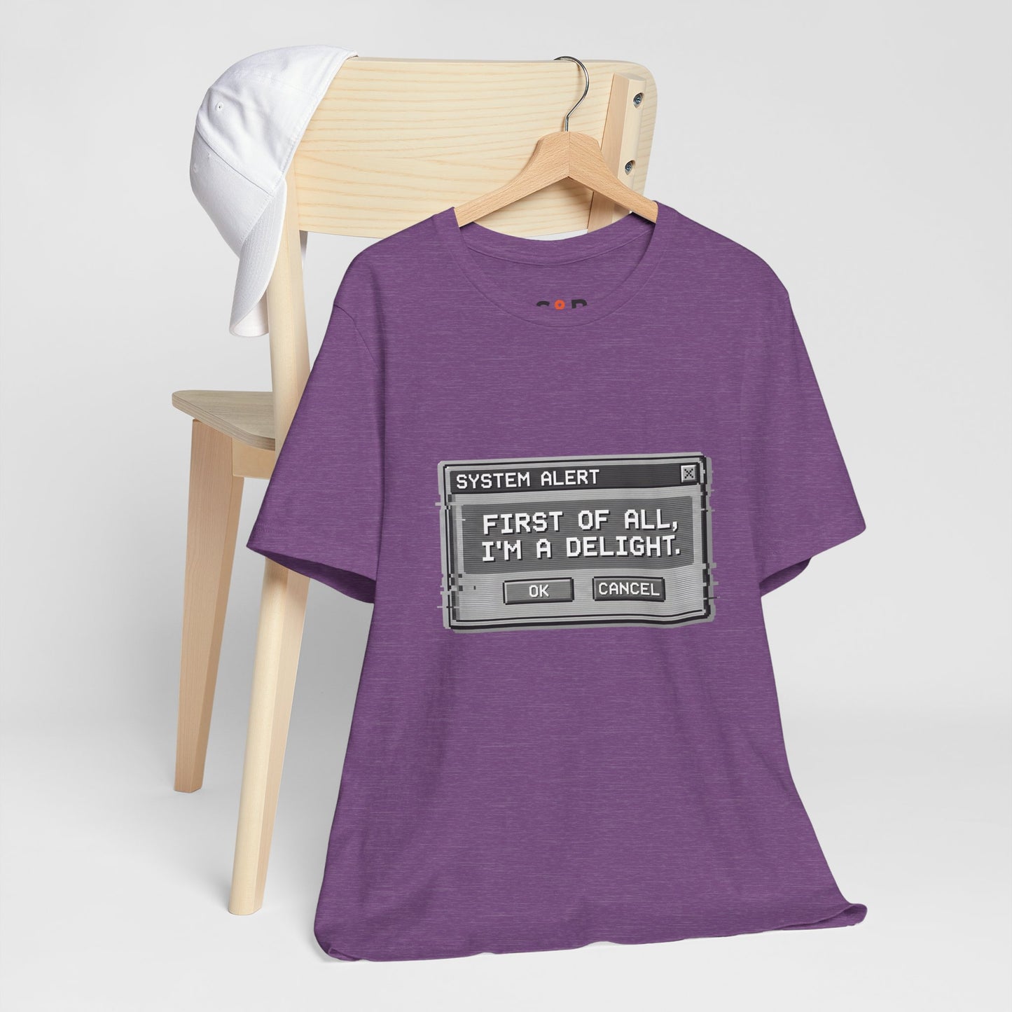 T-Shirt — "System Alert: First of All, I’m a Delight" Retro Pixel Graphic