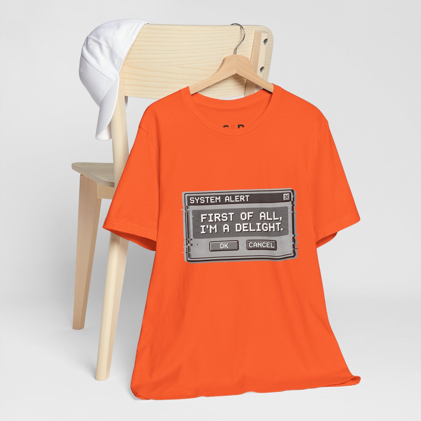 T-Shirt — "System Alert: First of All, I’m a Delight" Retro Pixel Graphic