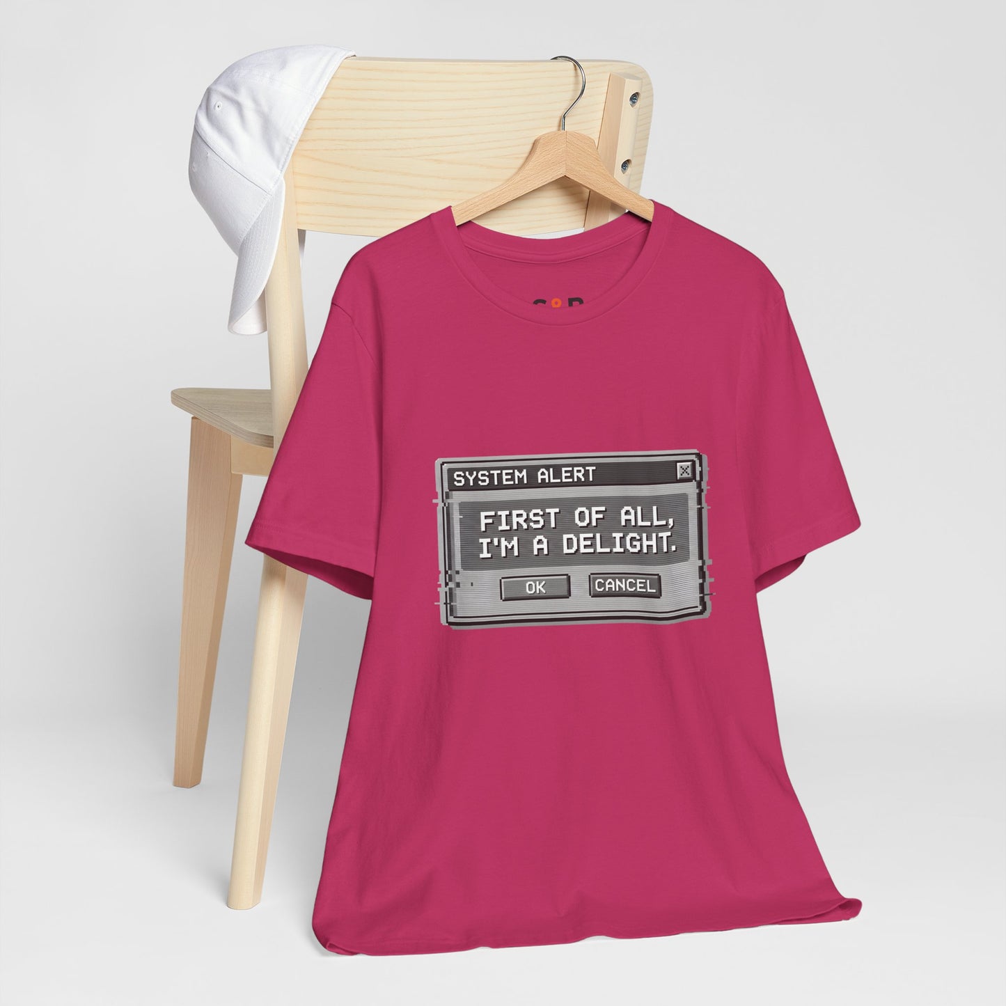 T-Shirt — "System Alert: First of All, I’m a Delight" Retro Pixel Graphic