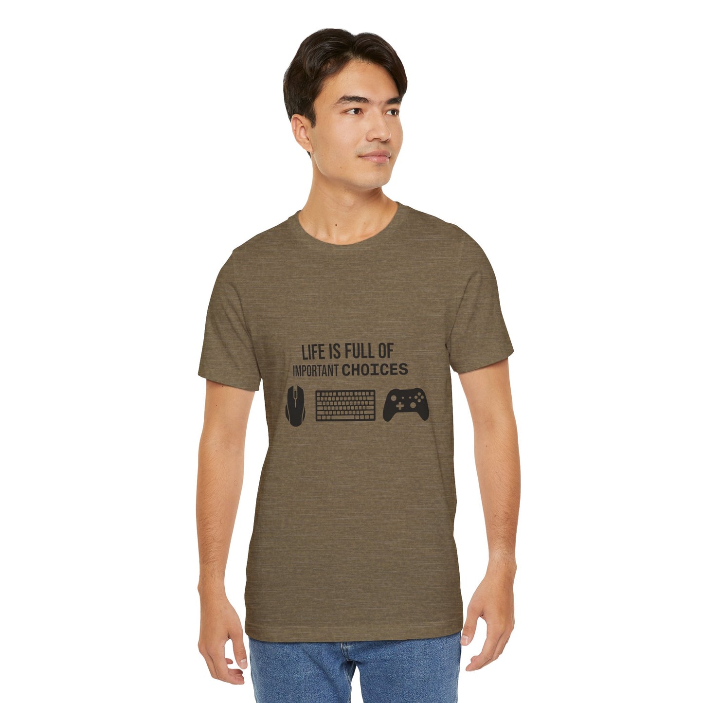 Gamer Choices T‑Shirt — "Life Is Full of Important Choices" Keyboard, Mouse & Controller Tee