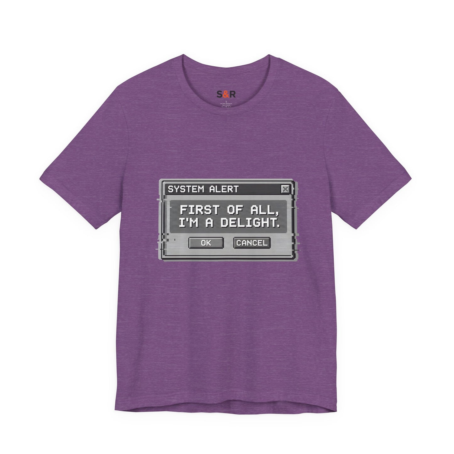 T-Shirt — "System Alert: First of All, I’m a Delight" Retro Pixel Graphic