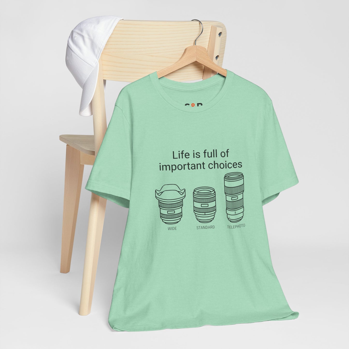 Photography Lens Tee — "Life is full of important choices" Graphic T‑Shirt