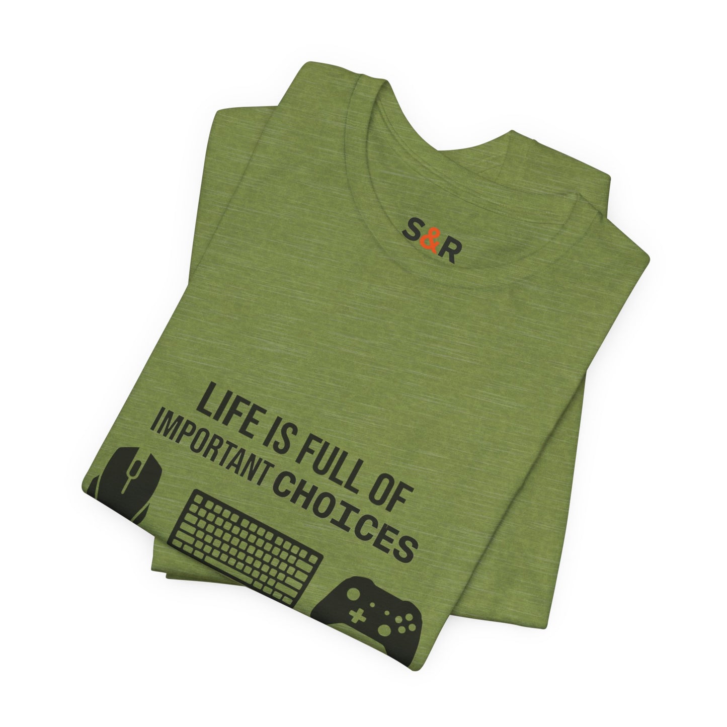 Gamer Choices T‑Shirt — "Life Is Full of Important Choices" Keyboard, Mouse & Controller Tee