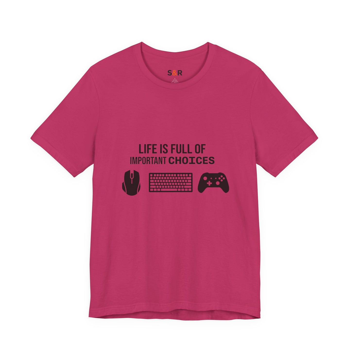 Gamer Choices T‑Shirt — "Life Is Full of Important Choices" Keyboard, Mouse & Controller Tee