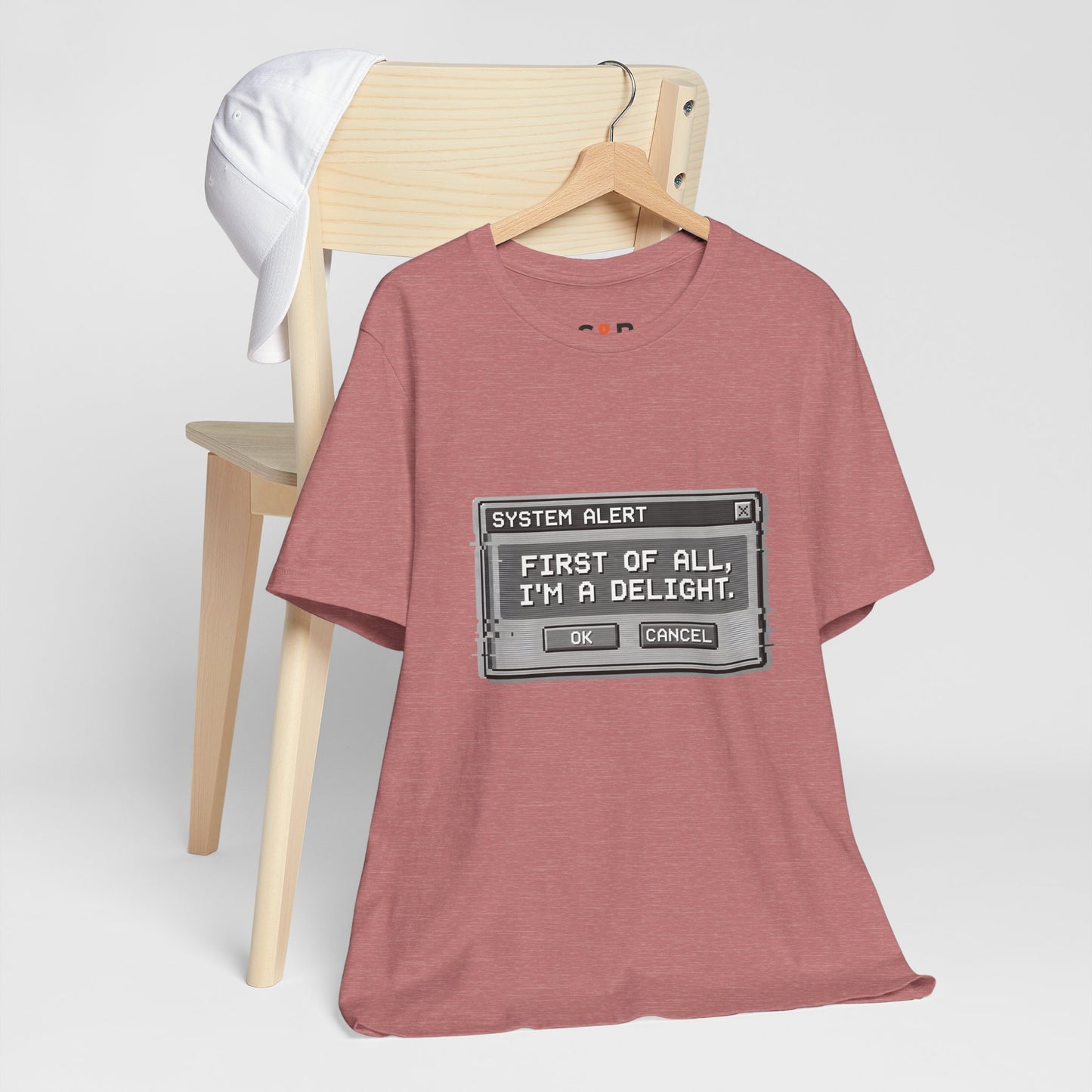 T-Shirt — "System Alert: First of All, I’m a Delight" Retro Pixel Graphic