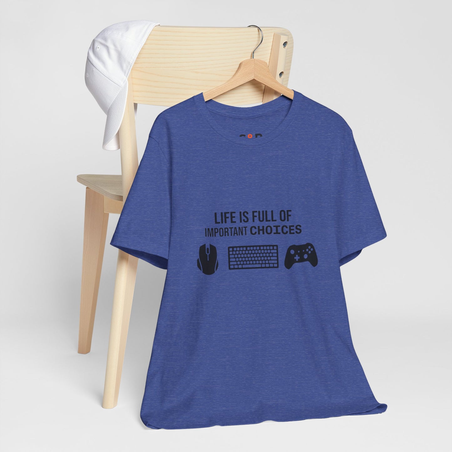Gamer Choices T‑Shirt — "Life Is Full of Important Choices" Keyboard, Mouse & Controller Tee