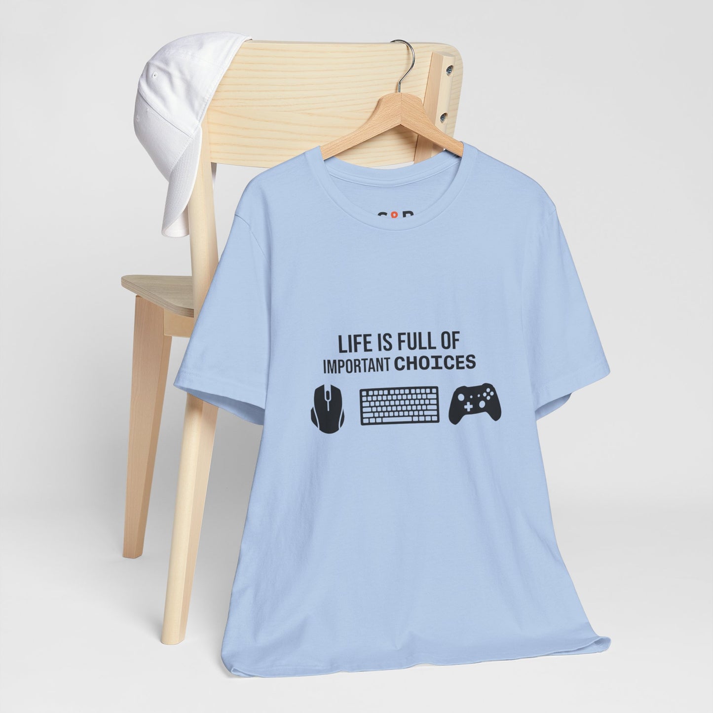 Gamer Choices T‑Shirt — "Life Is Full of Important Choices" Keyboard, Mouse & Controller Tee