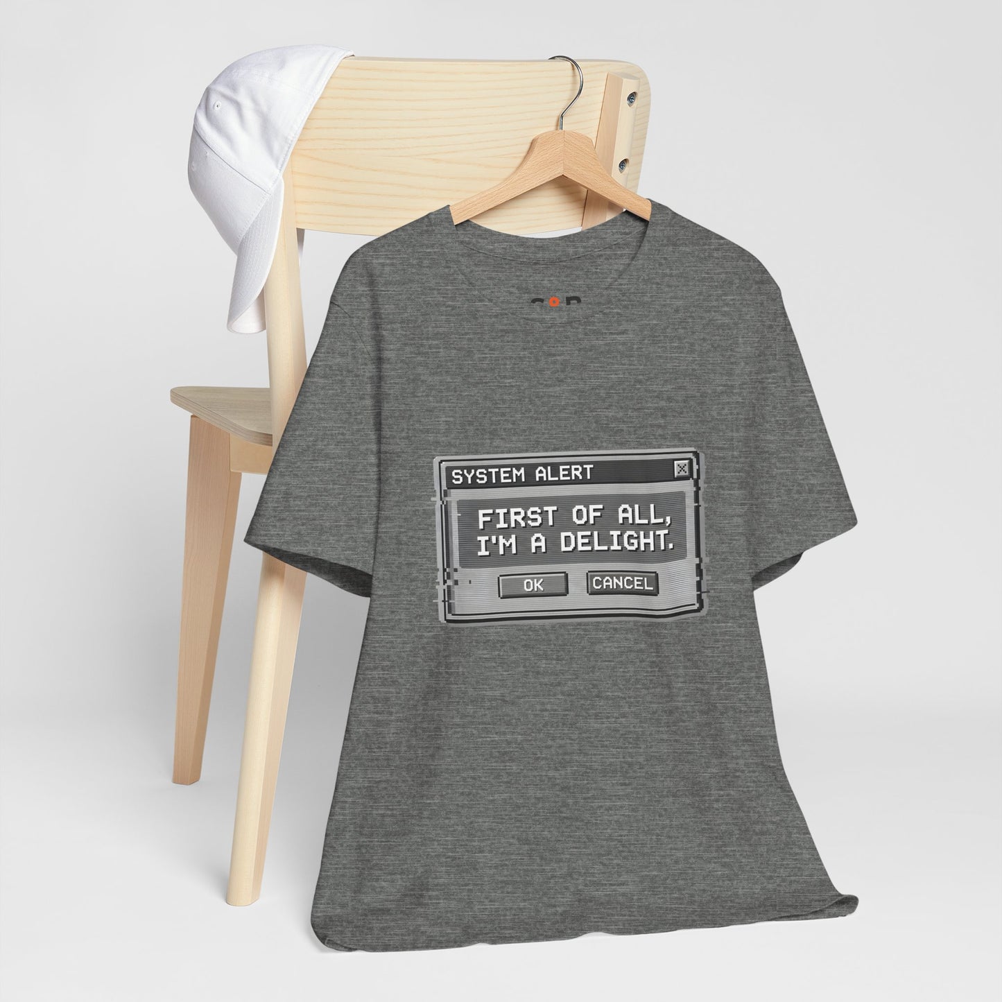 T-Shirt — "System Alert: First of All, I’m a Delight" Retro Pixel Graphic