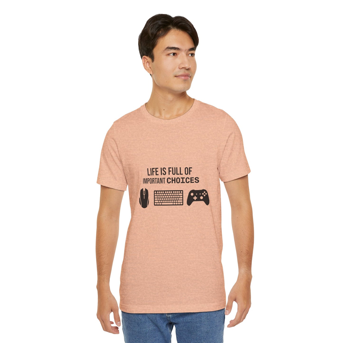 Gamer Choices T‑Shirt — "Life Is Full of Important Choices" Keyboard, Mouse & Controller Tee