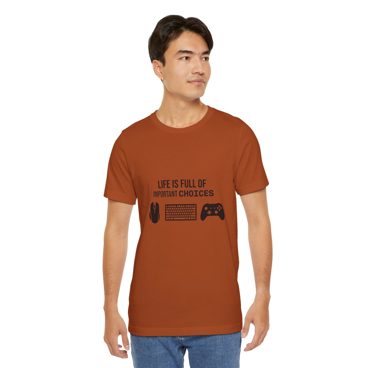 Gamer Choices T‑Shirt — "Life Is Full of Important Choices" Keyboard, Mouse & Controller Tee