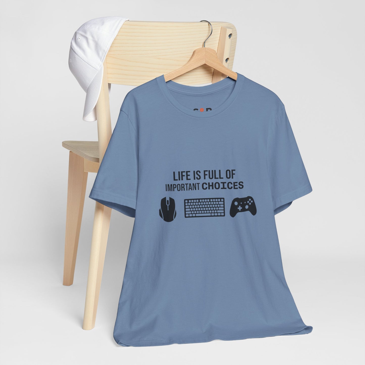 Gamer Choices T‑Shirt — "Life Is Full of Important Choices" Keyboard, Mouse & Controller Tee