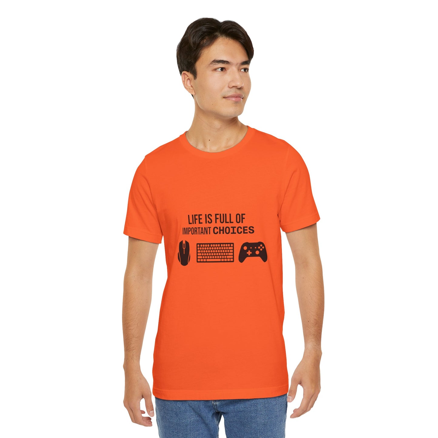 Gamer Choices T‑Shirt — "Life Is Full of Important Choices" Keyboard, Mouse & Controller Tee