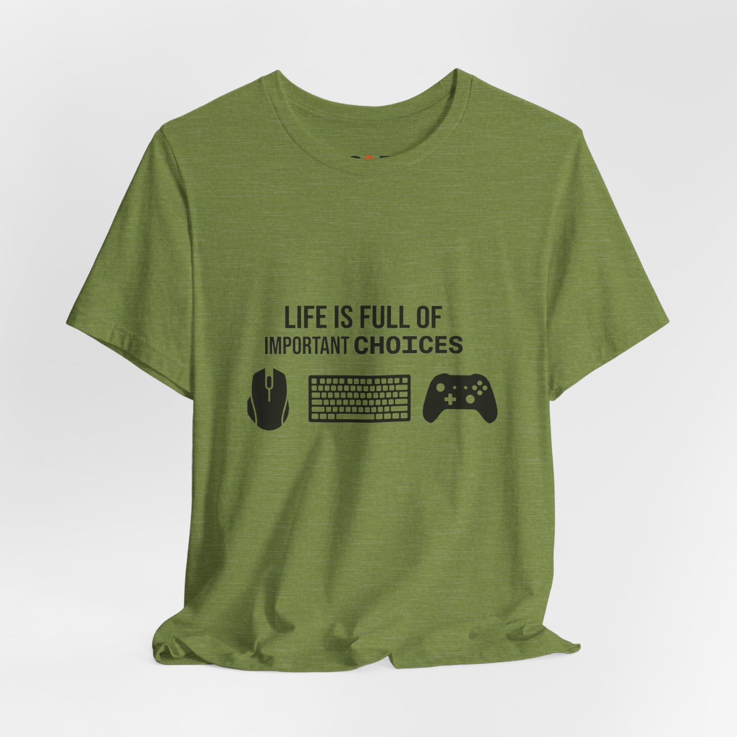 Gamer Choices T‑Shirt — "Life Is Full of Important Choices" Keyboard, Mouse & Controller Tee
