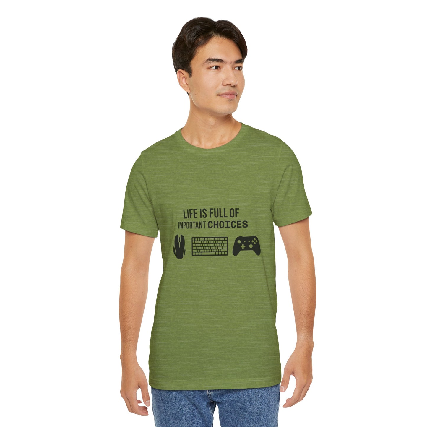 Gamer Choices T‑Shirt — "Life Is Full of Important Choices" Keyboard, Mouse & Controller Tee