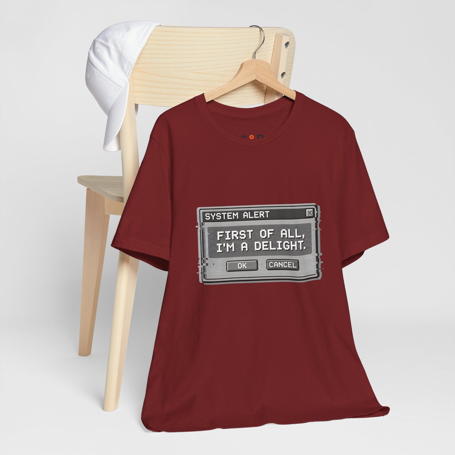 T-Shirt — "System Alert: First of All, I’m a Delight" Retro Pixel Graphic